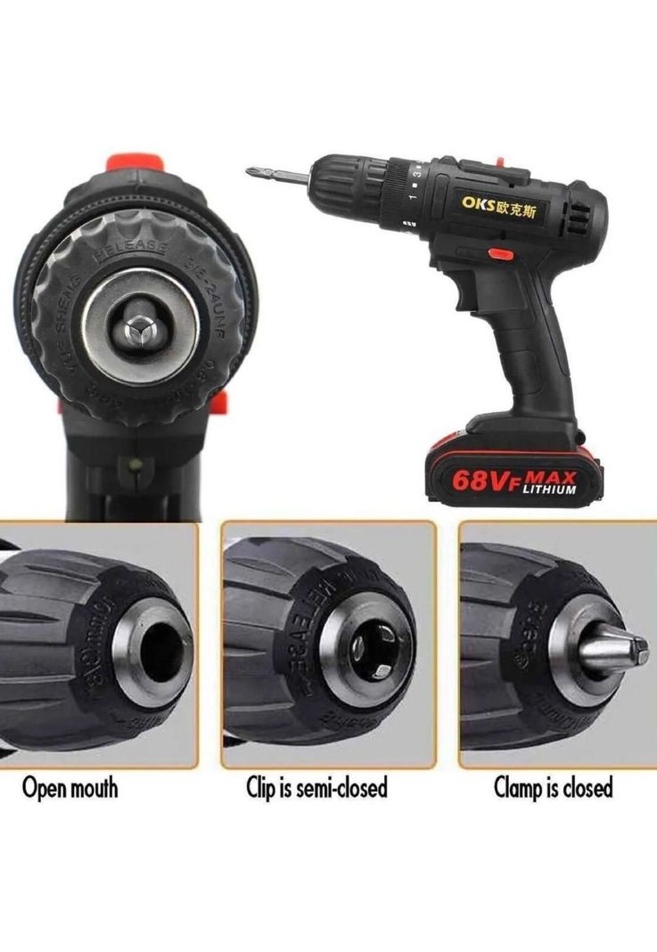 Taladro Atornillador 68v Inalambrico 2 Velocidades + batería-2