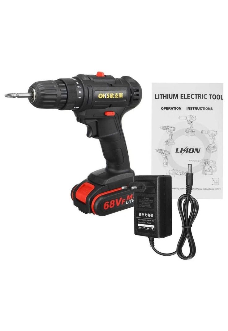 Taladro Atornillador 68v Inalambrico 2 Velocidades + batería-3