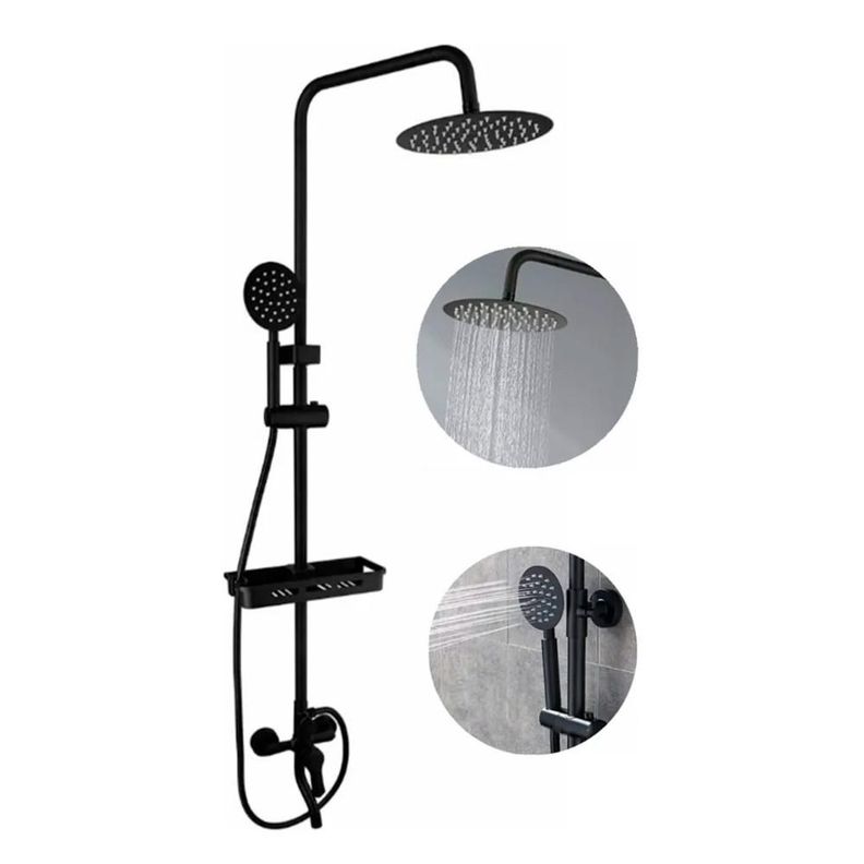 Ducha Columna Negra 2 en 1 incluye Monomando Negro