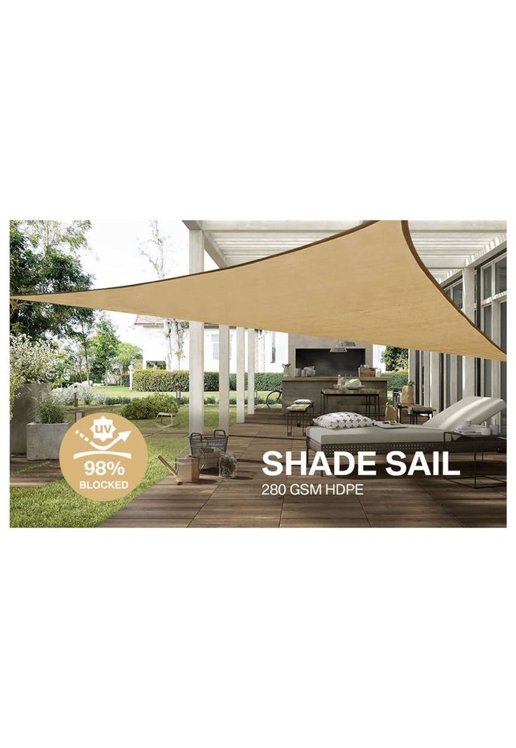Toldo Vela Sombra Triangular 5 X 5 X 5 Mts Beige-5
