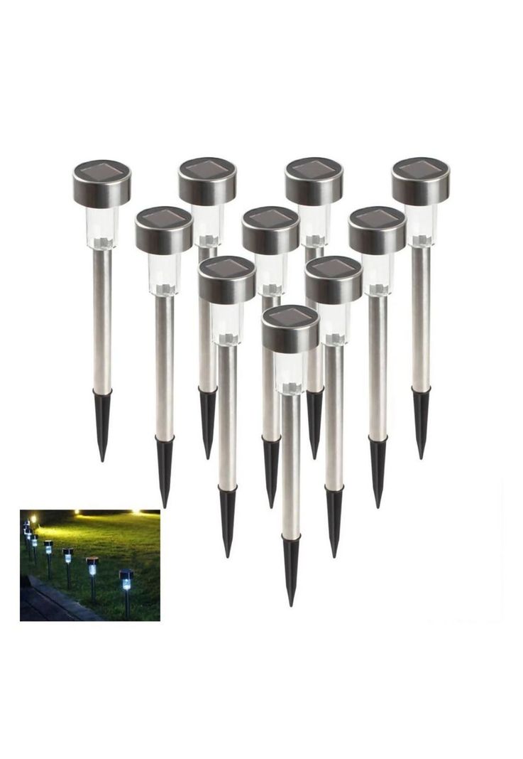 Set 10 Focos Faroles Leds Solares Para Jardin Iluminación-0