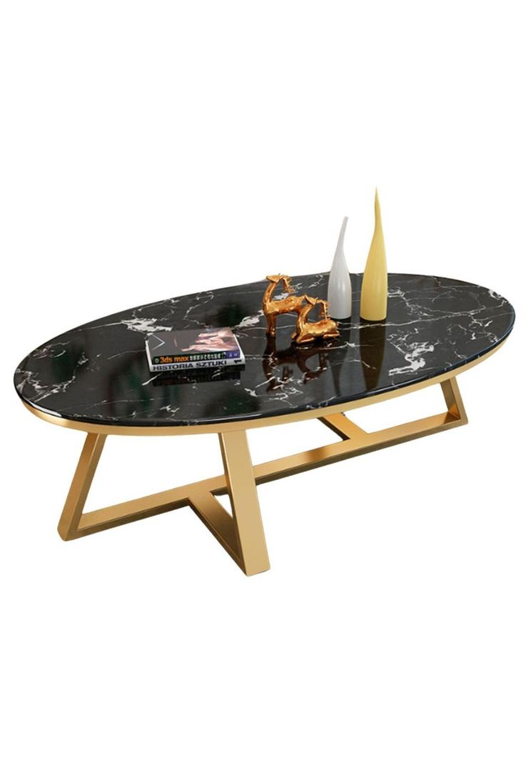 Mesa de centro ovalada diseno marmol 120*60*45cm Chic Home