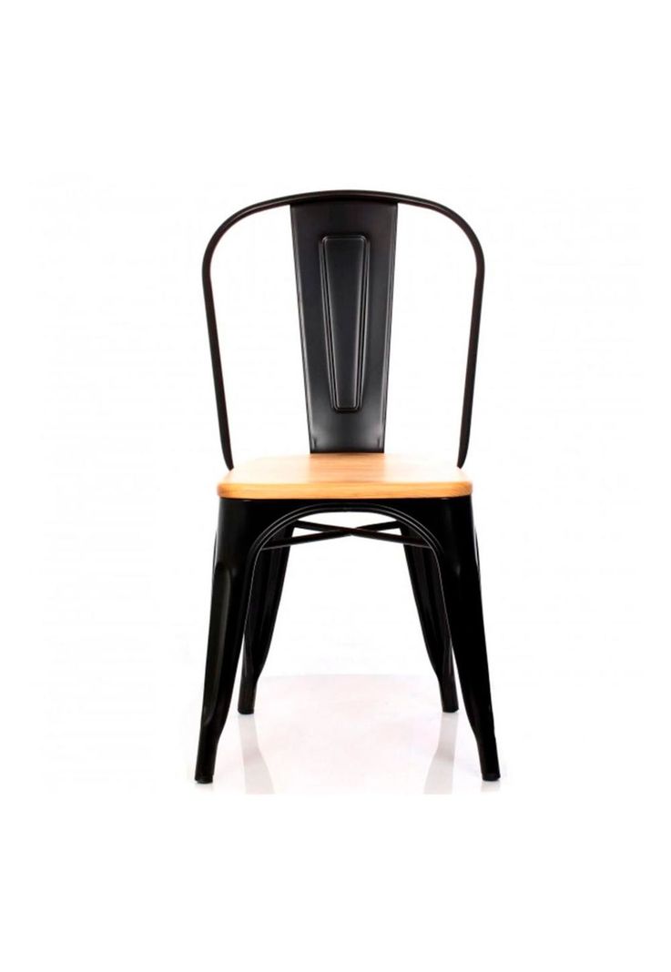 Set 4 Sillas Tolix Metal Con Asiento de Madera-2
