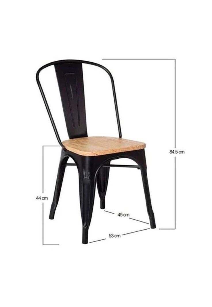 Set 4 Sillas Tolix Metal Con Asiento de Madera-4