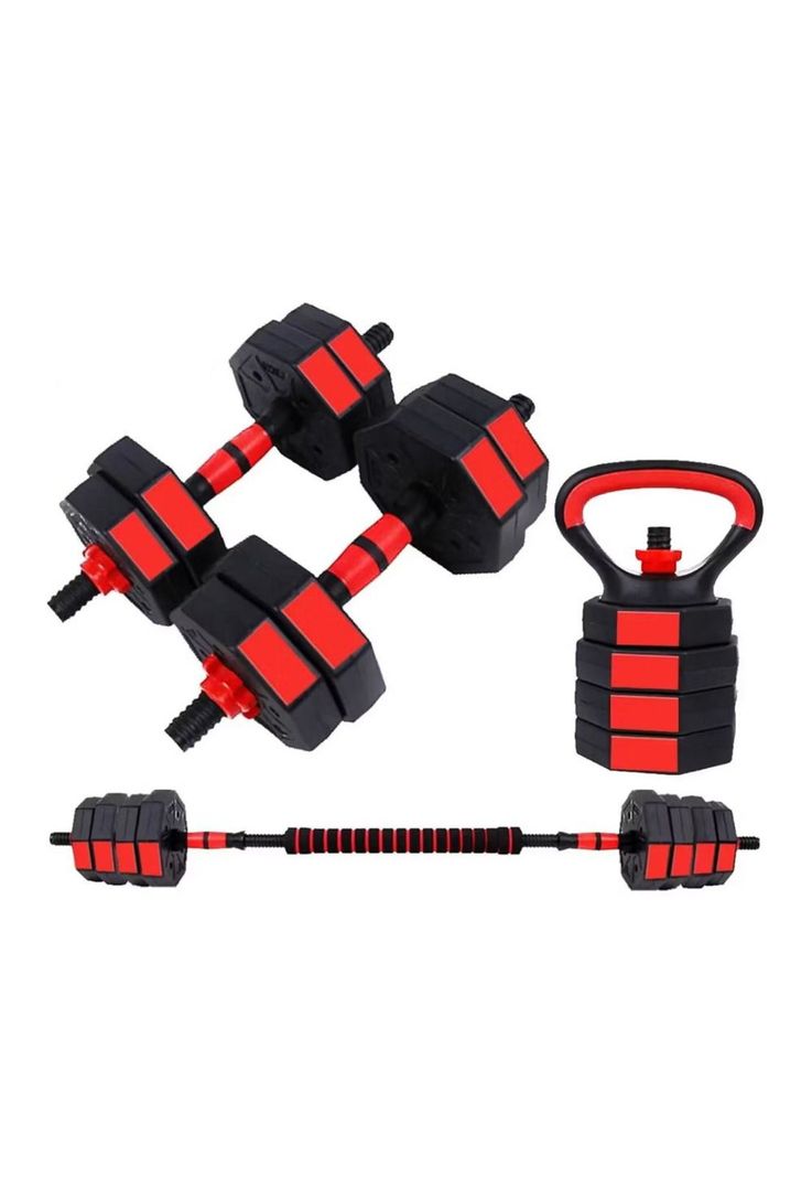 Set Mancuernas Ajustables 15kg 3 En 1 + Barra + Kettlebell-0