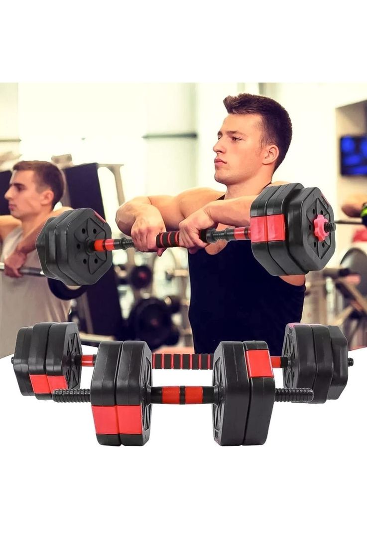 Set Mancuernas Ajustables 15kg 3 En 1 + Barra + Kettlebell-2