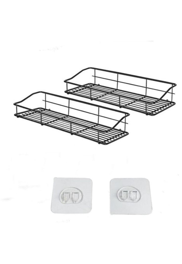 Organizador De Ducha Set X2 Repisa Baño Adhesivo Inoxidable Color Negro-0