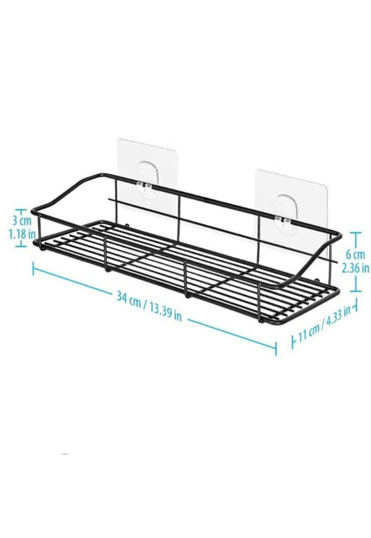Organizador De Ducha Set X2 Repisa Baño Adhesivo Inoxidable Color Negro-1