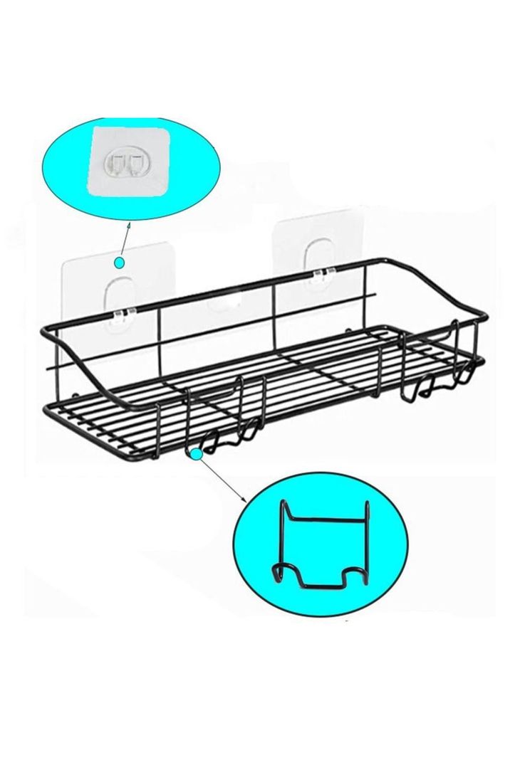 Organizador De Ducha Set X2 Repisa Baño Adhesivo Inoxidable Color Negro-2
