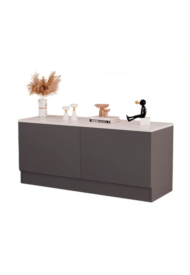 Rack TV 2 cajones 80x34x35cm Chic Home Gris