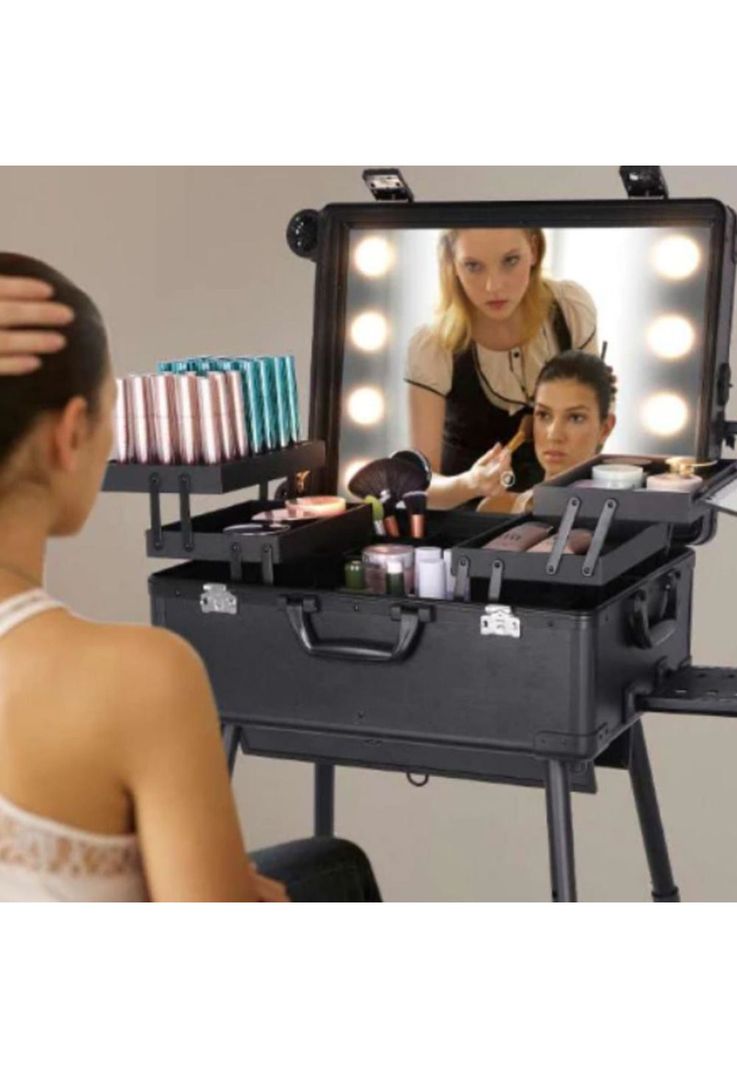 Maleta Profesional De Maquillaje Talla L Con 8 Luces Led-2