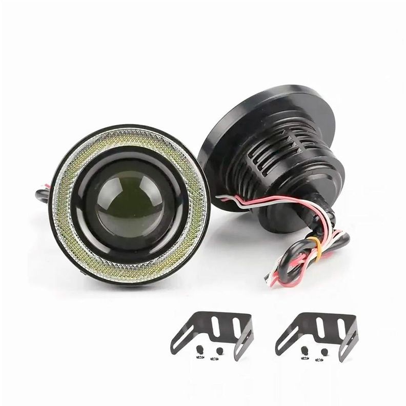Pack 2 Focos Neblineros Led Ojos De Angel Rgb + Control Negro