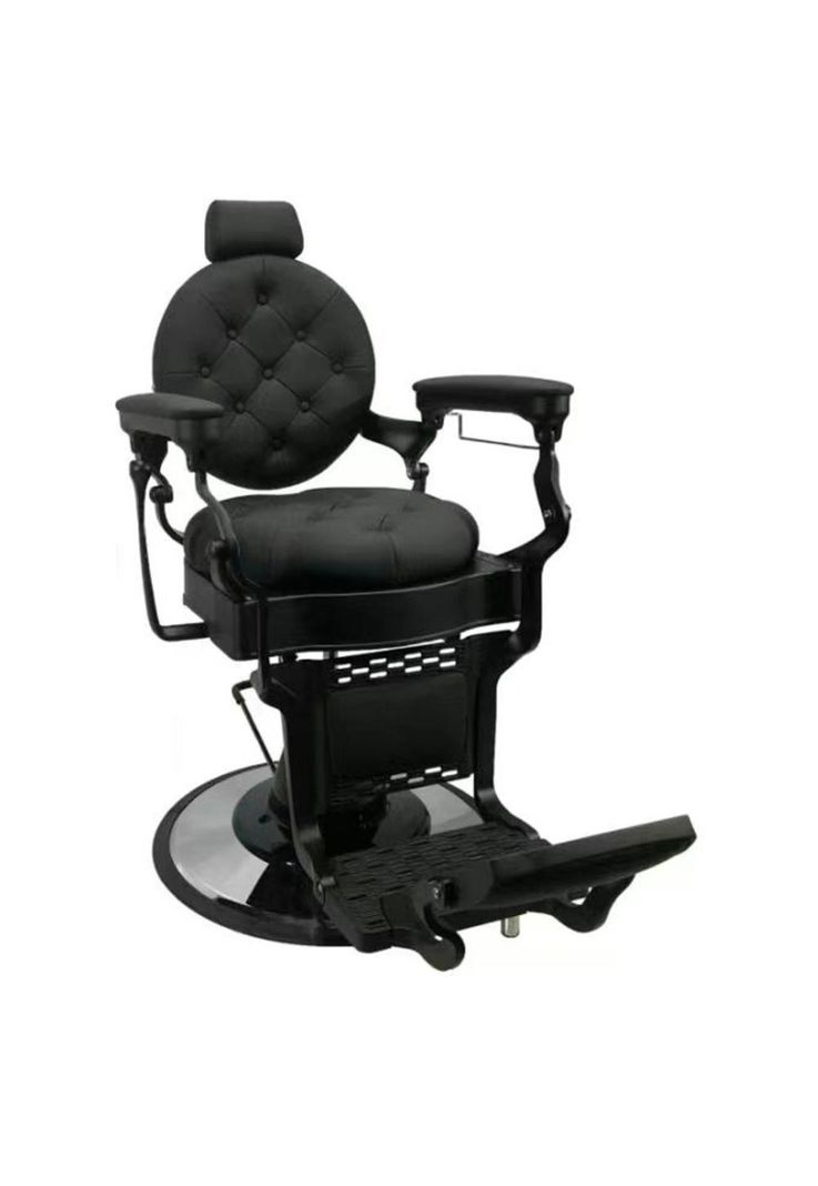 Sillon Barbero Gold Negro Eco Cuero Reclinable-0