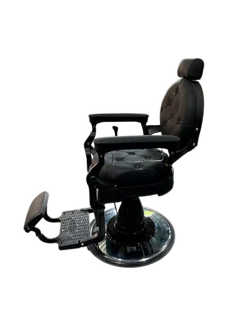 Sillon Barbero Gold Negro Eco Cuero Reclinable-1