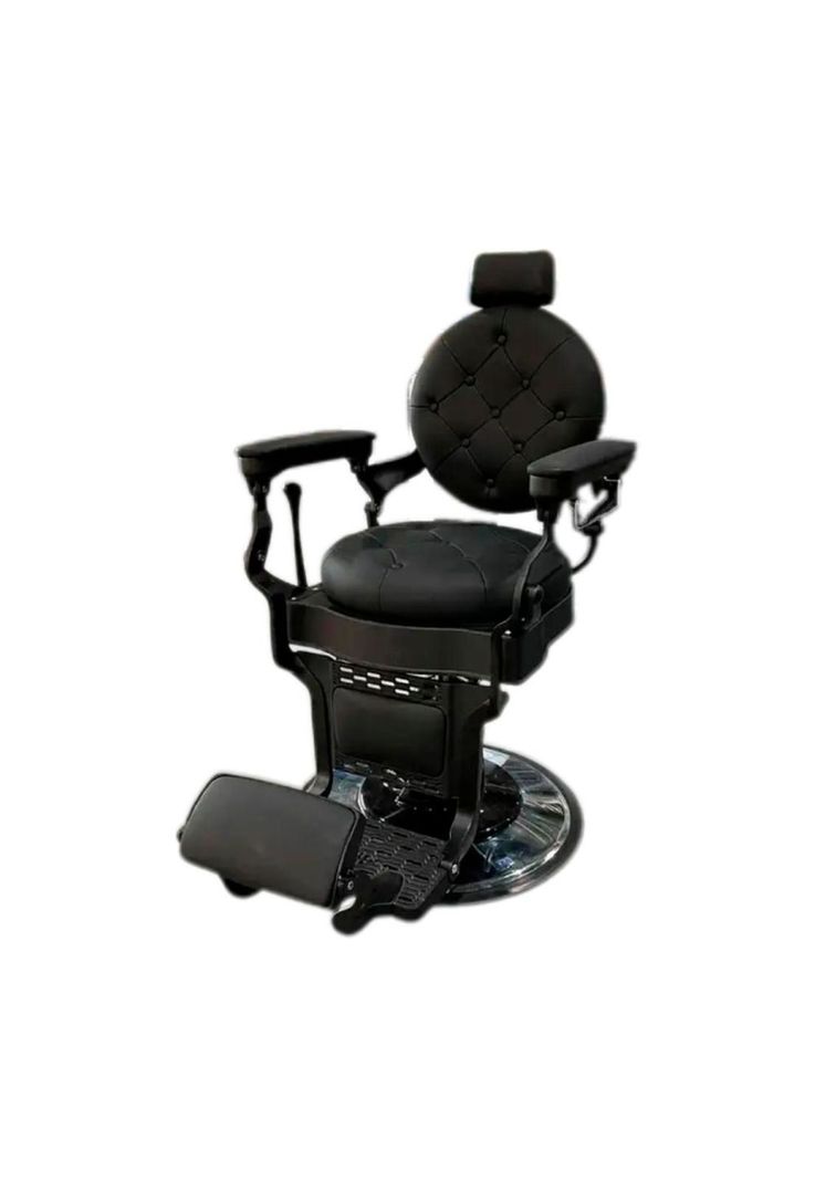 Sillon Barbero Gold Negro Eco Cuero Reclinable-4