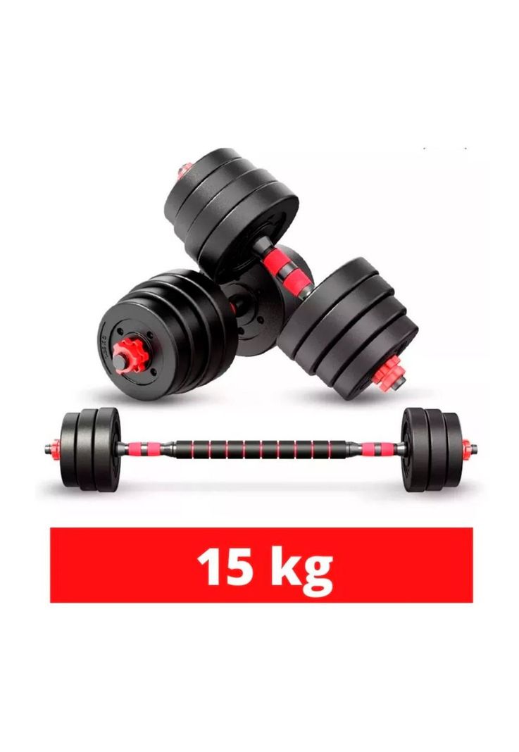 Set De Mancuernas 15 Kg Barra Armable Ajustable-2