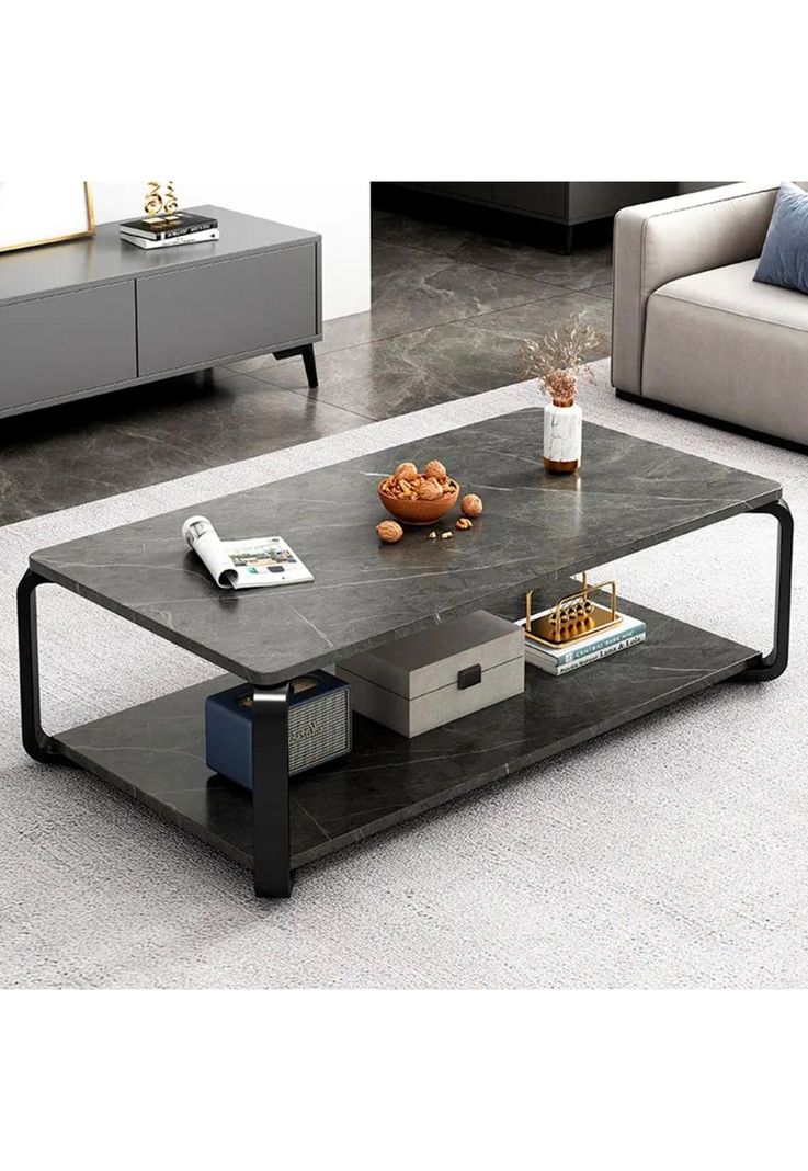 Mesa rectangular doble nivel marmolada ChicHome-1