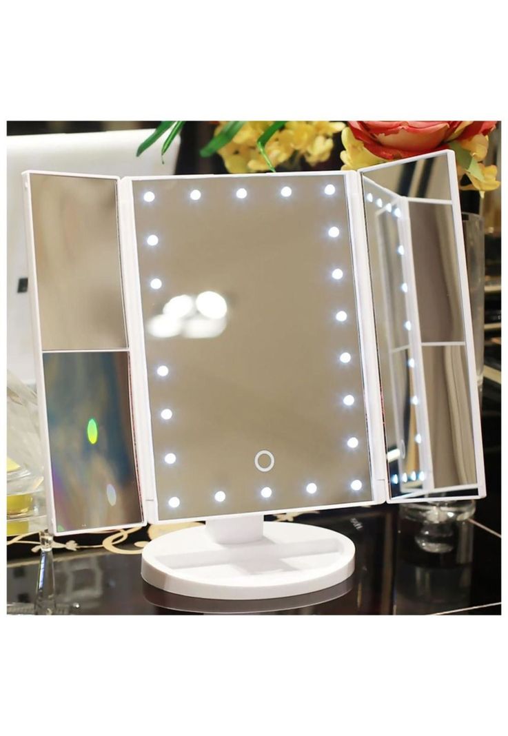 Espejo Portátil Maquillaje 3 Pliegue 24 Luz Led Tocador Usb-2