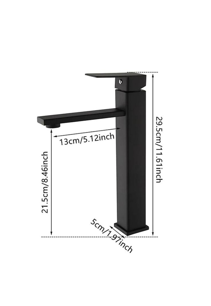 Llave Monomando Vanitorio Acero Inoxidable Negro Mate-1