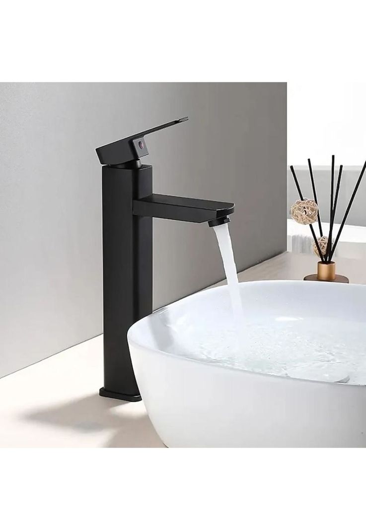 Llave Monomando Vanitorio Acero Inoxidable Negro Mate-2