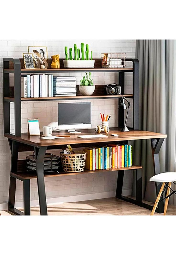 Escritorio Moderno Con Repisas 147x120x60x72