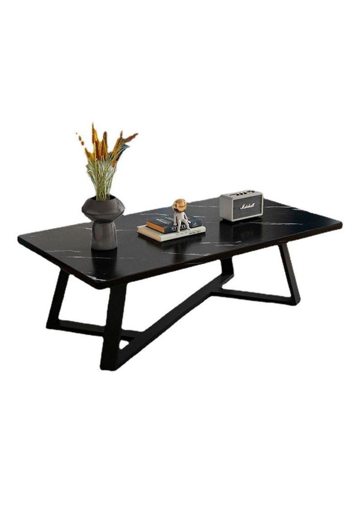 Mesa centro rectangular diseno Marmol ChicHome Negro
