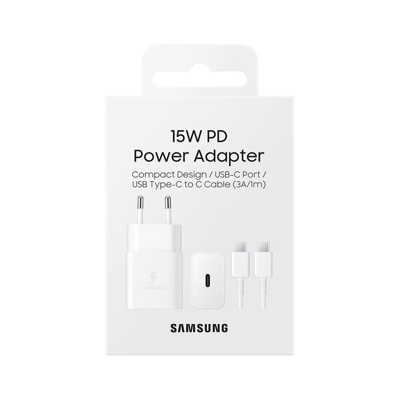 Samsung Power Adapter 15W con cable Blanco-4