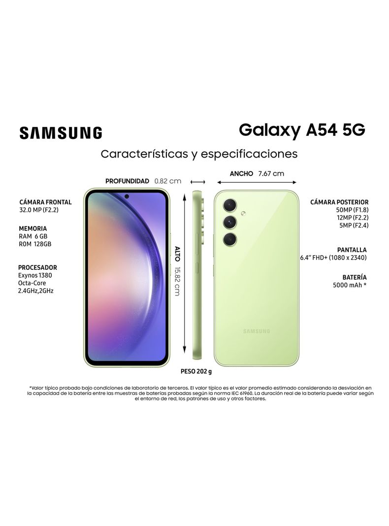 Smartphone Galaxy A54 5G 256GB 64 Awesome Lime Liberado-2