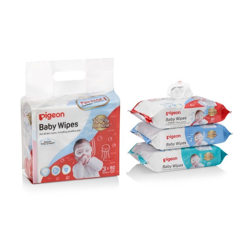 Toallita húmeda Pigeon Pure Water 80 un Pack x 3