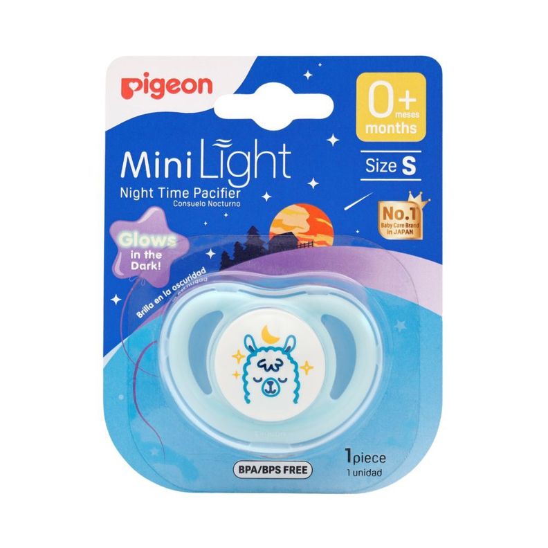 Chupete Pigeon MiniLight S Noche (brilla en la oscuridad) Celeste