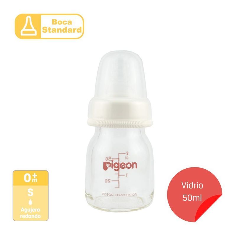 BIBERON PIGEON BOCA STANDARD VIDRIO 50 ML-0