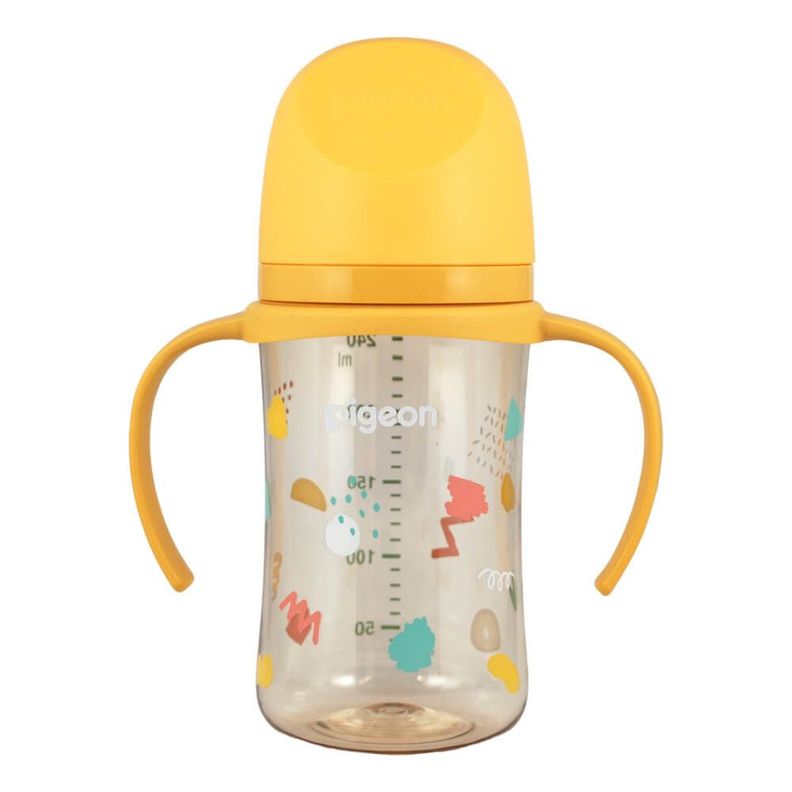 Mamadera PPSU con asa "Fiesta 2" SofTouch Pigeon Amarillo Claro