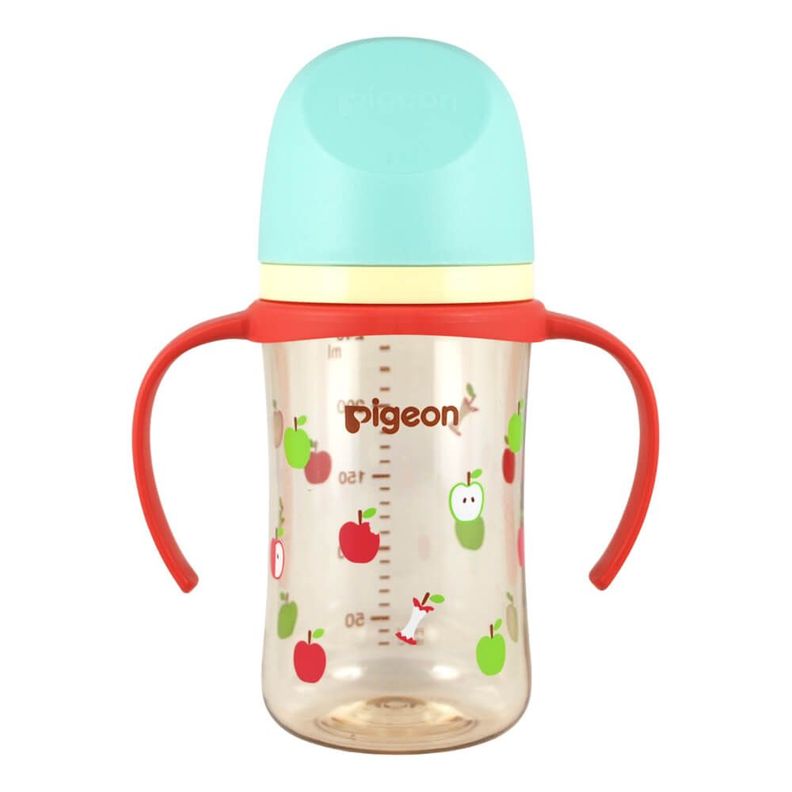 Mamadera PPSU con asa "Apple 3" SofTouch Pigeon Verde Claro