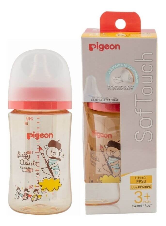 Mamadera PPSU "Bear" 240 ml SofTouch Pigeon Blanco