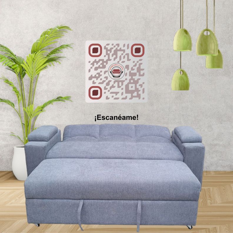 SOFA CAMA FUNCIONAL 2 PZ DECO LINO GRIS OSCURO-2