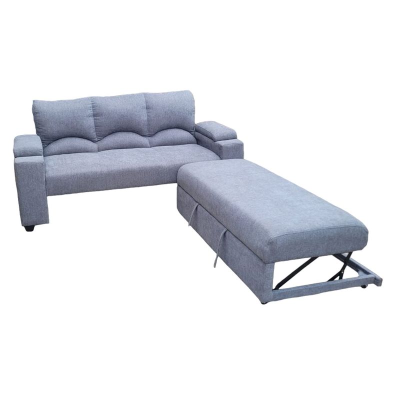 SOFA CAMA FUNCIONAL 2 PZ DECO LINO GRIS OSCURO-3