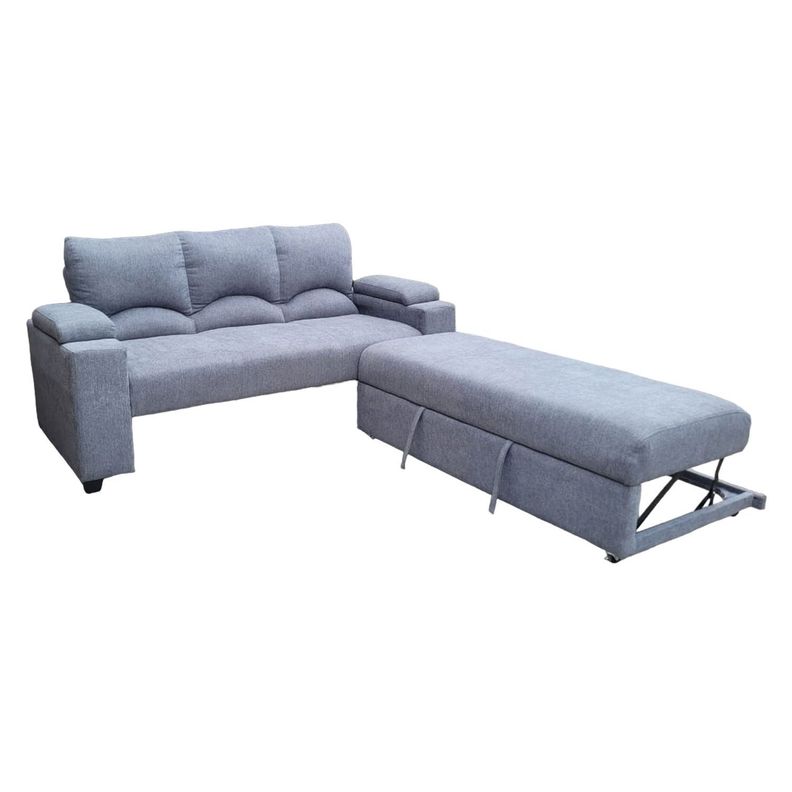 SOFA CAMA FUNCIONAL 2 PZ DECO LINO GRIS OSCURO-4