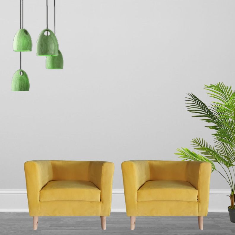 PACK 2 POLTRONA  BORLANGE CUBO FELPA AMARILLO-0