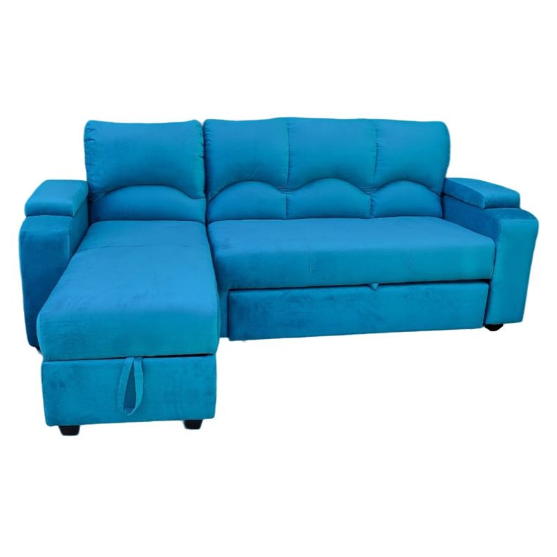 SECCIONAL CAMA BAUL FUNCIONAL 2 PZ DECO FELPA TURQUEZA IZQUIERDO-4