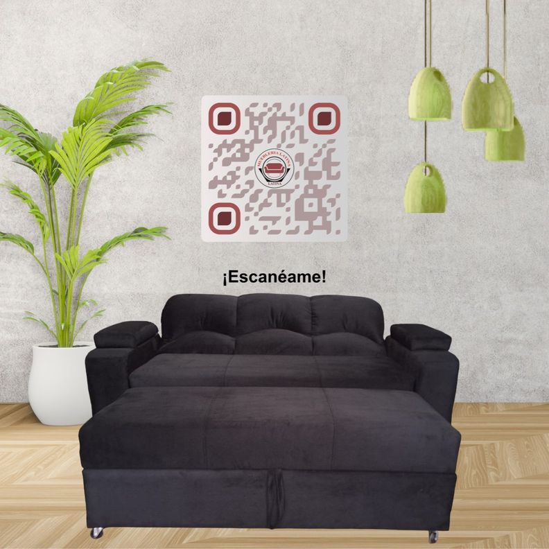 SOFA CAMA FUNCIONAL 2 PZ DECO FELPA NEGRO-0