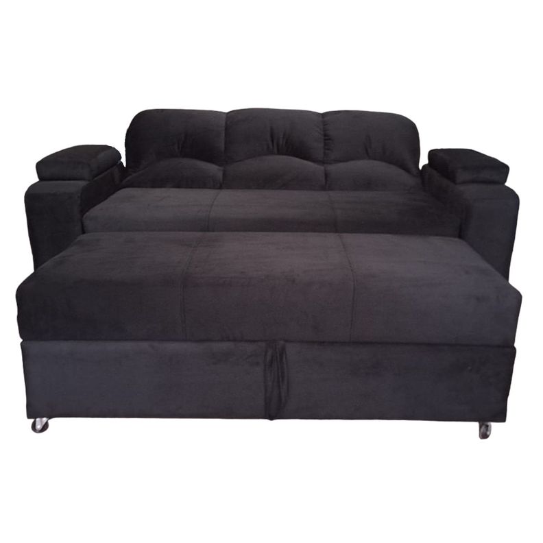 SOFA CAMA FUNCIONAL 2 PZ DECO FELPA NEGRO-1
