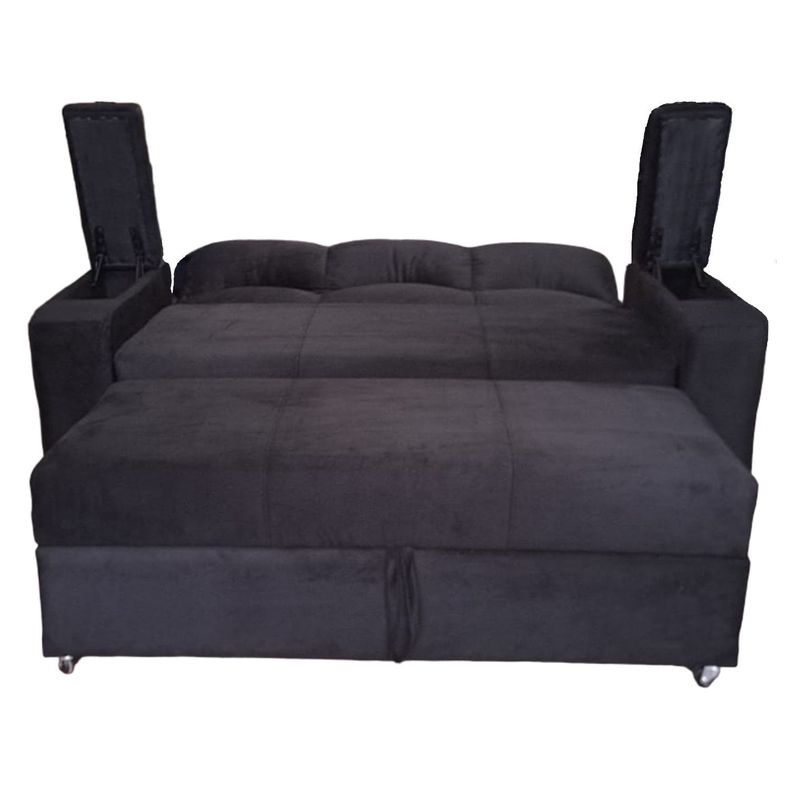 SOFA CAMA FUNCIONAL 2 PZ DECO FELPA NEGRO-2