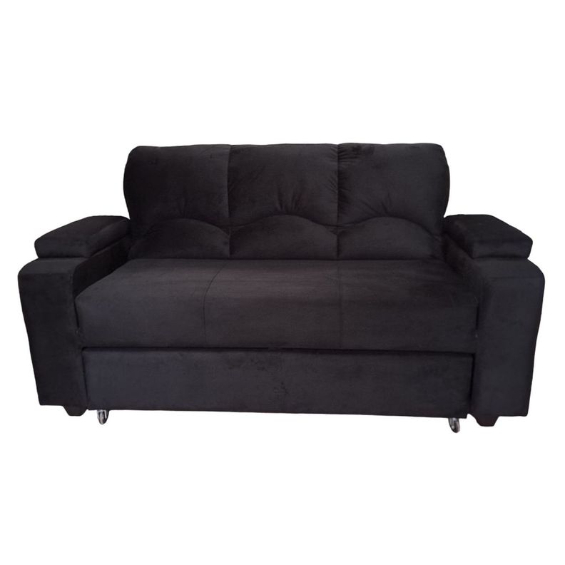 SOFA CAMA FUNCIONAL 2 PZ DECO FELPA NEGRO-3