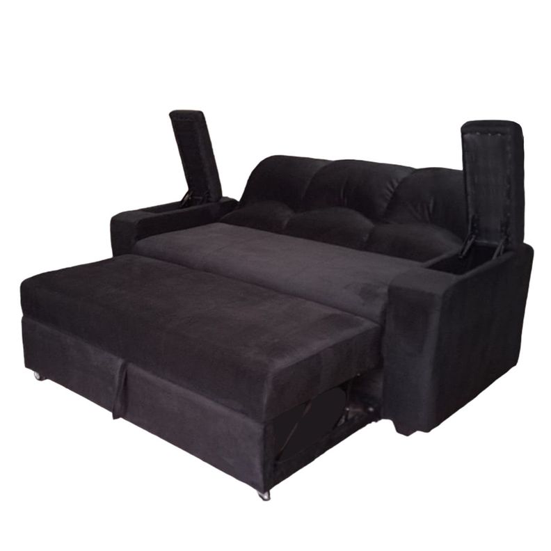 SOFA CAMA FUNCIONAL 2 PZ DECO FELPA NEGRO-4