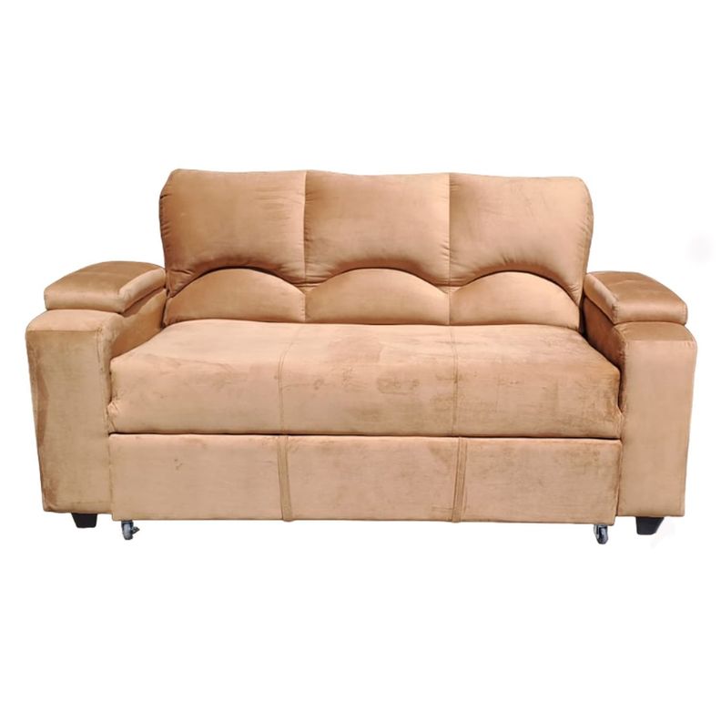 SOFA CAMA FUNCIONAL 2 PZ DECO FELPA CAMEL-4