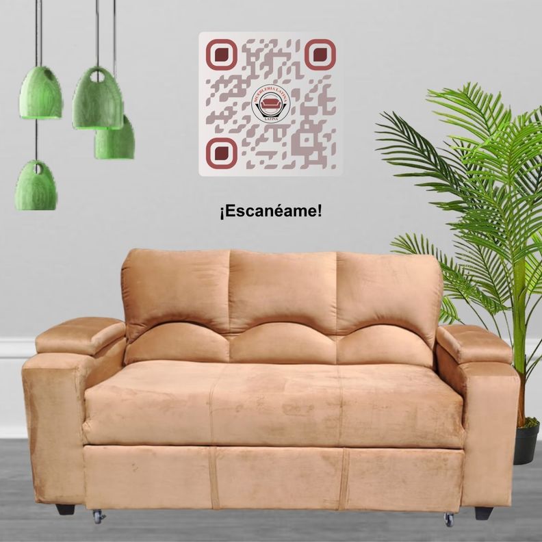 SOFA CAMA FUNCIONAL 2 PZ DECO FELPA CAMEL-1