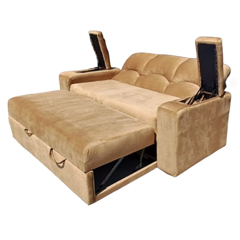 SOFA CAMA FUNCIONAL 2 PZ DECO FELPA CAMEL-2