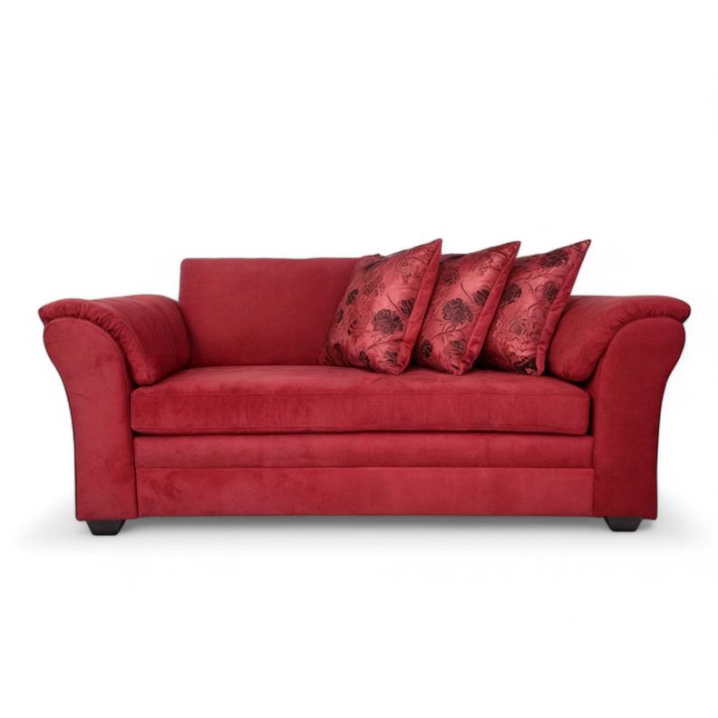 Sofa Mustang 3 Cuerpos Felpa Rojo