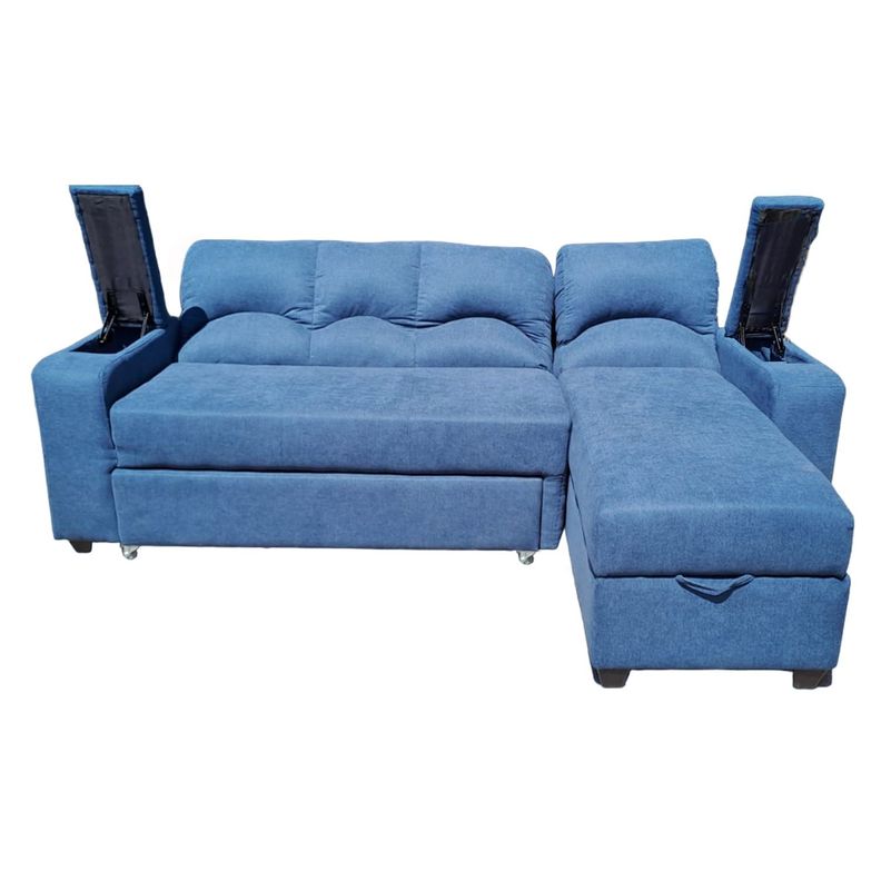 SECCIONAL CAMA BAUL FUNCIONAL 2 PZ DECO LINO AZUL DERECHO-4