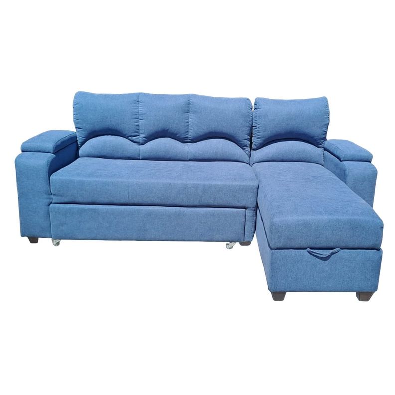 SECCIONAL CAMA BAUL FUNCIONAL 2 PZ DECO LINO AZUL DERECHO-0